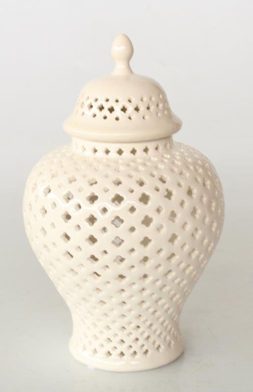 Small White Cut-Out Ginger Jar